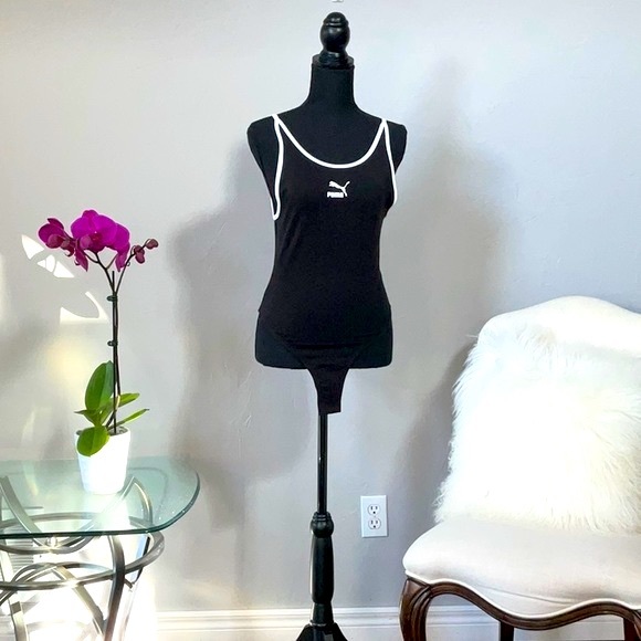 Puma Classics Black and White Bodysuit Tank Top - Picture 1 of 10